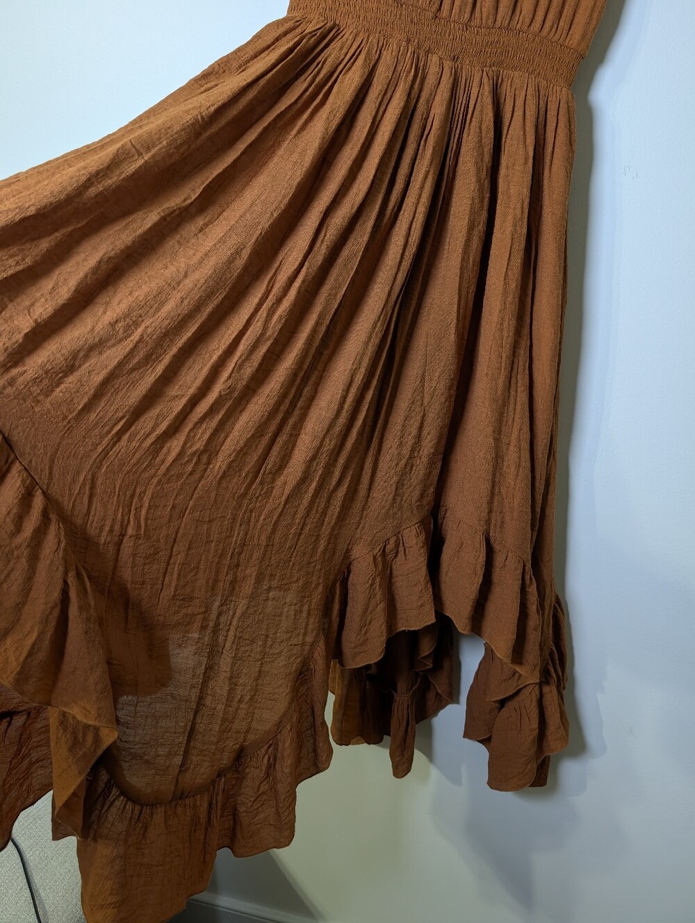 Mia Joy Boho Prairie Midi Dress Size 12 Open Back Cottagecore Romantic Rust - Picture 10 of 10